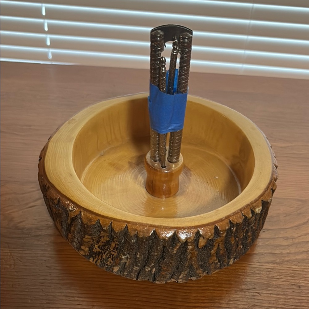 Mid Century Nut Bowl with Cracker and Picks